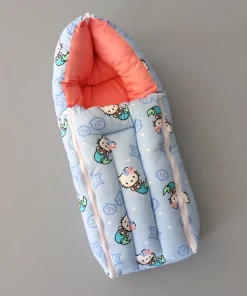 Soft Cotton Kangaroo Wrapper - Blue Kitty - KW1