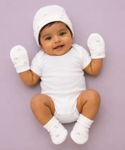 Cap, Mittens and Booties Set - Off White Turtle - CS1 - Image 2
