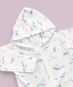 Alternative view of Hooded Sleeping Suit - Off White with Sea Fish Print - SS1