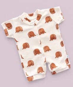 Baby Knitted Cotton Half Romper - (Single) - Brown Elephant