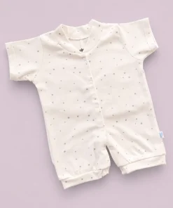 Baby Knitted Cotton Half Romper - (Single) - Gray Star