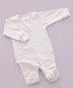 Sleeping Suit - White with Pink Floral - SS1