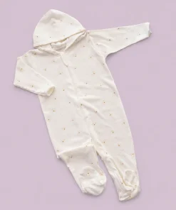 Hooded Sleeping Suit - Brown Bear Face Print - SS1