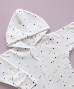 Alternative view of Hooded Sleeping Suit - White with Dar Blu Dot  - SS1