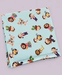 Play Mat/ Bath Mat - 90x65cm - Pastel Mint with Monkey Man and Animals - BM2