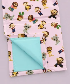 Alternative view of Play Mat/ Bath Mat - 90x65cm - Pink with Monkey Man and Animals - BM2