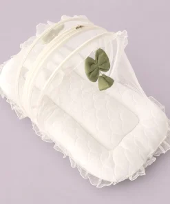 Premium Baby Nest Bed - Green and White - BS1 - Image 3