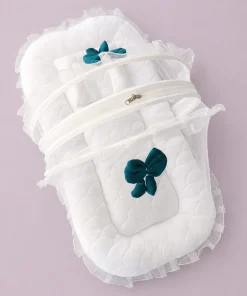 Premium Baby Nest Bed - Teal Green and White - BS1 - Image 3