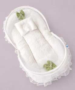 Premium Baby Nest Bed - Green and White - BS1