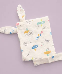 Crinkled Muslin Hooded Blanket (90x90 cm) - Aero Plane - BL1