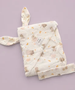 Crinkled Muslin Hooded Blanket (90x90 cm) - Koala with Moon - BL1