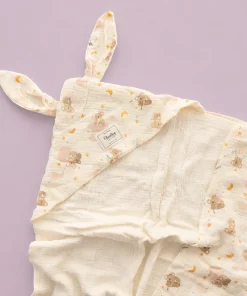 Alternative view of Crinkled Muslin Hooded Blanket (90x90 cm) - Koala with Moon - BL1