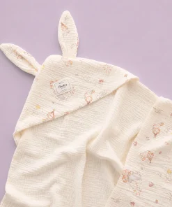 Alternative view of Crinkled Muslin Hooded Blanket (90x90 cm) - Unicorn - BL1
