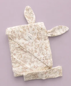 Crinkled Muslin Hooded Blanket (90x90 cm) - Brown Animal and Leaf - BL1