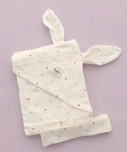 Crinkled Muslin Hooded Blanket (90x90 cm) - Color Dots - BL1