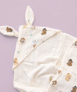 Alternative view of Crinkled Muslin Hooded Blanket (90x90 cm) - Puppies - BL1