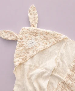 Alternative view of Crinkled Muslin Hooded Blanket (90x90 cm) - Brown Animal and Leaf - BL1
