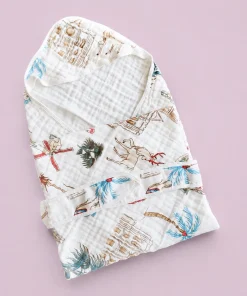 Crinkled Muslin Hooded Blanket - BL1 - Buck with Flamingo and Palace