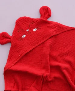 Alternative view of Crinkled Hooded Blanket (80CMx80CM) - Red with Cute Face - HBL1