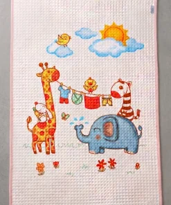 Bath Mat Bubble Sheet - Giraffe and Elephant (Pink Border) - BM1