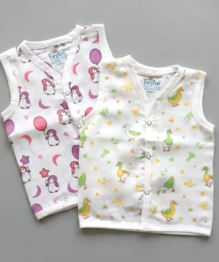 Organic Muslin Cotton Jhabla - Pack of 2 - Penguin + Duck - JH1