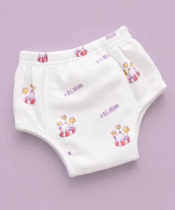 Organic Muslin Cotton Full Padded underwear - White with A Big Dream Teddy - PU1