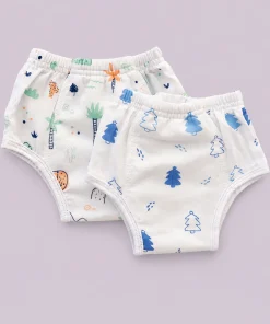 Organic Muslin Cotton Full Padded Underwear (Pack of 2) - Mountain + Blue Tree - PU1
