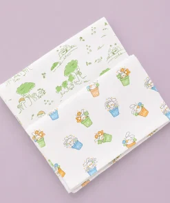 Organic Muslin Cotton Swaddle (Set of 2) 110x110cm - Tree + Rabbit on Flower Pot - SW1