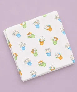 Organic Muslin Cotton Swaddle (Set of 2) 110x110cm - Tree + Rabbit on Flower Pot - SW1 - Image 3