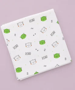 Organic Muslin Cotton Swaddle (Set of 2) 110x110cm - Roar Tiger + Yellow Girl and Balloon - SW1 - Image 3