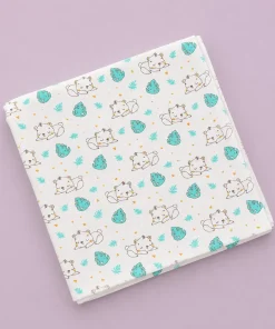 Organic Muslin Cotton Swaddle (Set of 2) 110x110cm - Koala + Cute Teddy on Green Cup - SW1 - Image 3