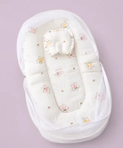 Crinkled Muslin Foldable Bedding Set - Star and Fruits - BS1