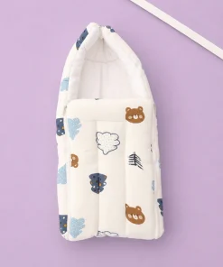 Crinkled Muslin Cotton Kangaroo Wrapper - (65x43cm) - Teddy Head and Tree - KW1 - Image 2