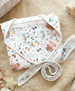 Soft Cotton Hooded Blanket - Teddy and Baby Teddy with Arrow - BL1
