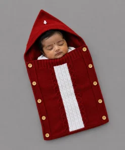 Alternative view of Premium Baby Sleeping Bag - Maroon and Off White  - SBG