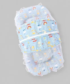 Foldable Cotton Mosquito Net Bedding Set - 95x55cm - Blue with Sun, Rainbow and Star - BS1 - Image 2