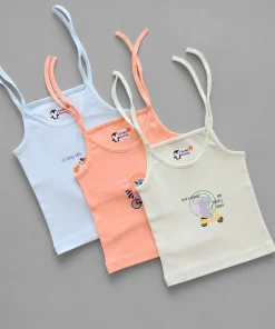 Premium Knitted Cotton Shoulder Knot Jhabla -  Combo Pack of 3 - Orange + Light Green + Blue - JH1