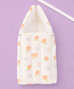 Crinkled Muslin Cotton Kangaroo Wrapper - (65x43cm) - Orange Fruit and Rabbit Head - KW1 - Image 2