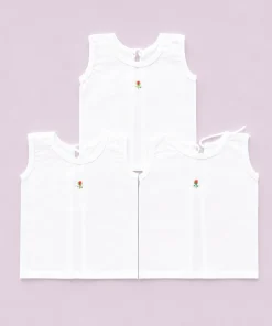 Pure Cotton Back Knot Jhabla( Pack of 3) - White - JH1