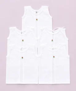 Pure Cotton Back Knot Jhabla( Pack of 5) - White - JH1