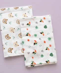 Muslin Mother Bath Towel - Combo Pack of 2 - Teddy Head + Horn Bill - MBT1