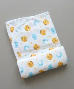 Muslin cotton Hooded Blanket (70x70cm) - HBL1 Moon and Cat