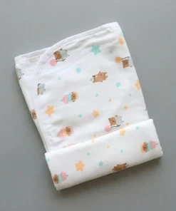 Muslin cotton Hooded Blanket (70x70cm) - HBL1 - Bear and Star