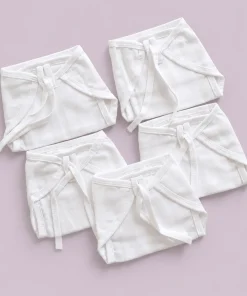 Muslin Double Layer Knot Nappy - Pack of 5 - White - NP01