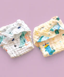 Color Crinkled Muslin Nappy - Pack Of 2 - Unicorn + Yellow Rainbow - NP01