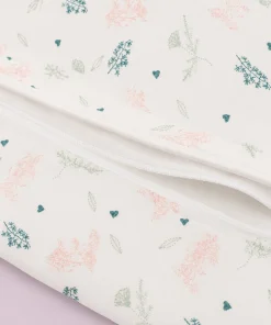 Alternative view of Muslin Sleeping Bag - Off White with Pink and Green Leaf - SBG