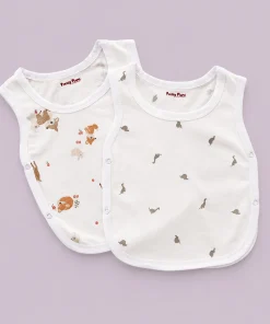Side Button Jhabla Sleeveless - Set Of 2 - Deer and Turtle with Dino  - JH1