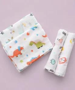 Single-Layer Muslin Swaddle (Set of 4) 100x100cm - House - Dino - Animals - Sparrow- SW1