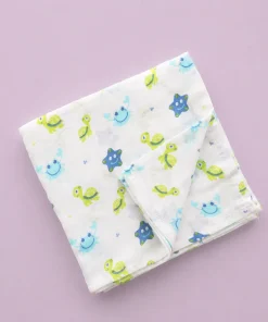 Single-Layer Muslin Swaddle (Set of 4) 100x100cm - Elephant - Turtle - Happy Heart - Color Sparrow- SW1 - Image 2