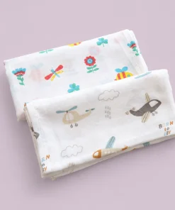 Single-Layer Muslin Swaddle (Set of 2) 100x100cm - Dragonfly - Helicopter - SW1